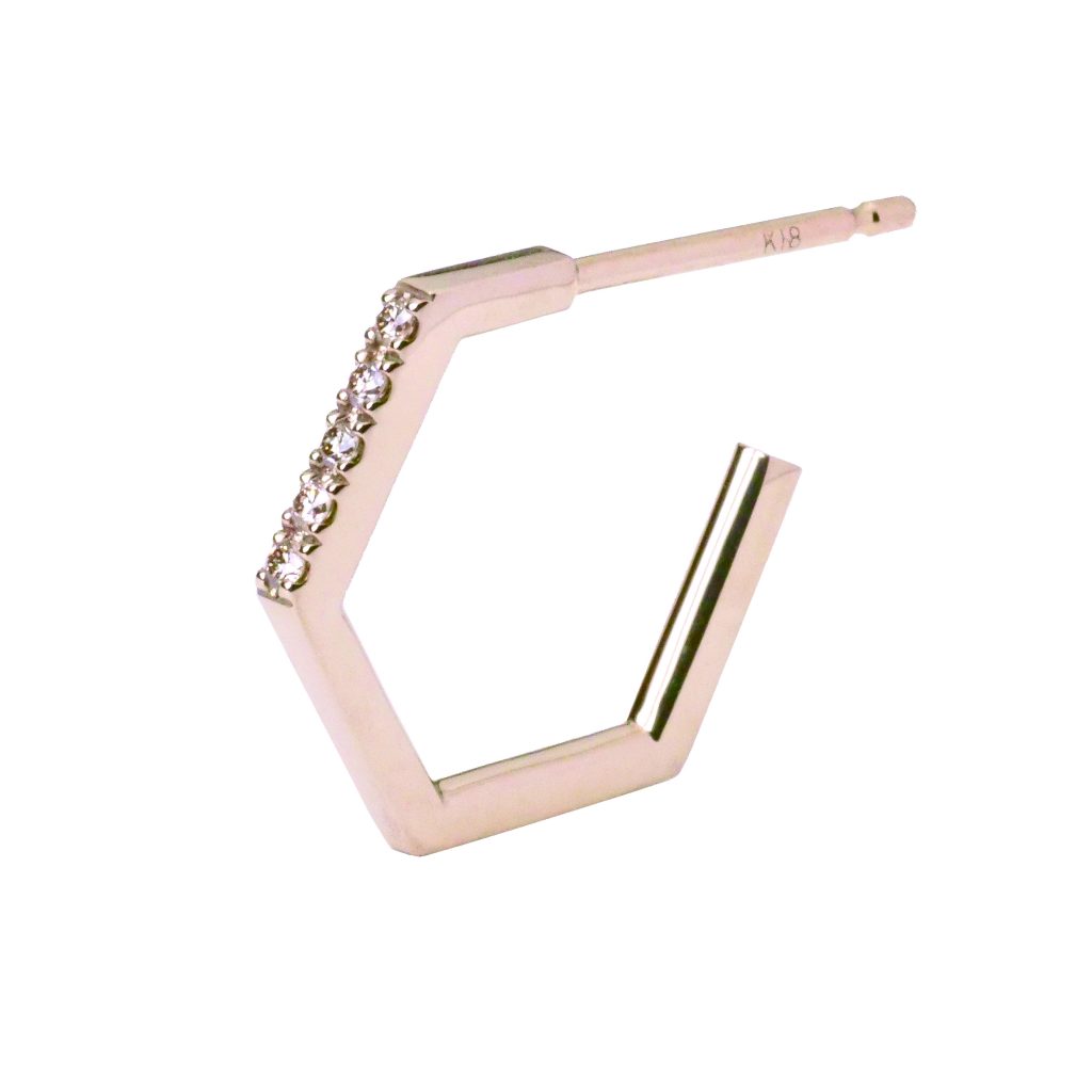 カシケイ　BROWNDIAMOND シック　ハニカム ピアス　k18両耳用 カシケイ BROWNDIAMOND シック ハニカム ピアス 両耳用 ブラウン