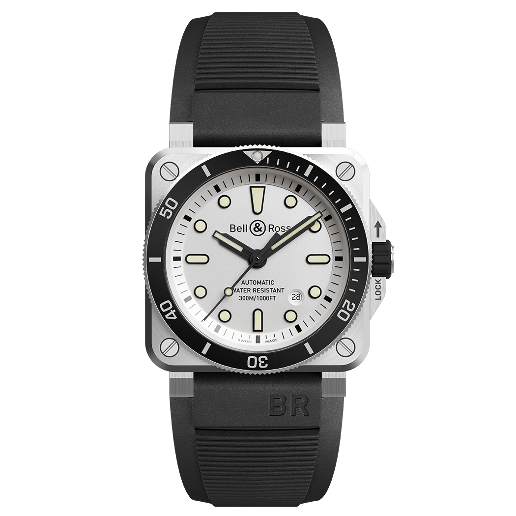 ベル&ロス03 腕時計 ラバー ベルト ホワイト ショートサイズ - 時計